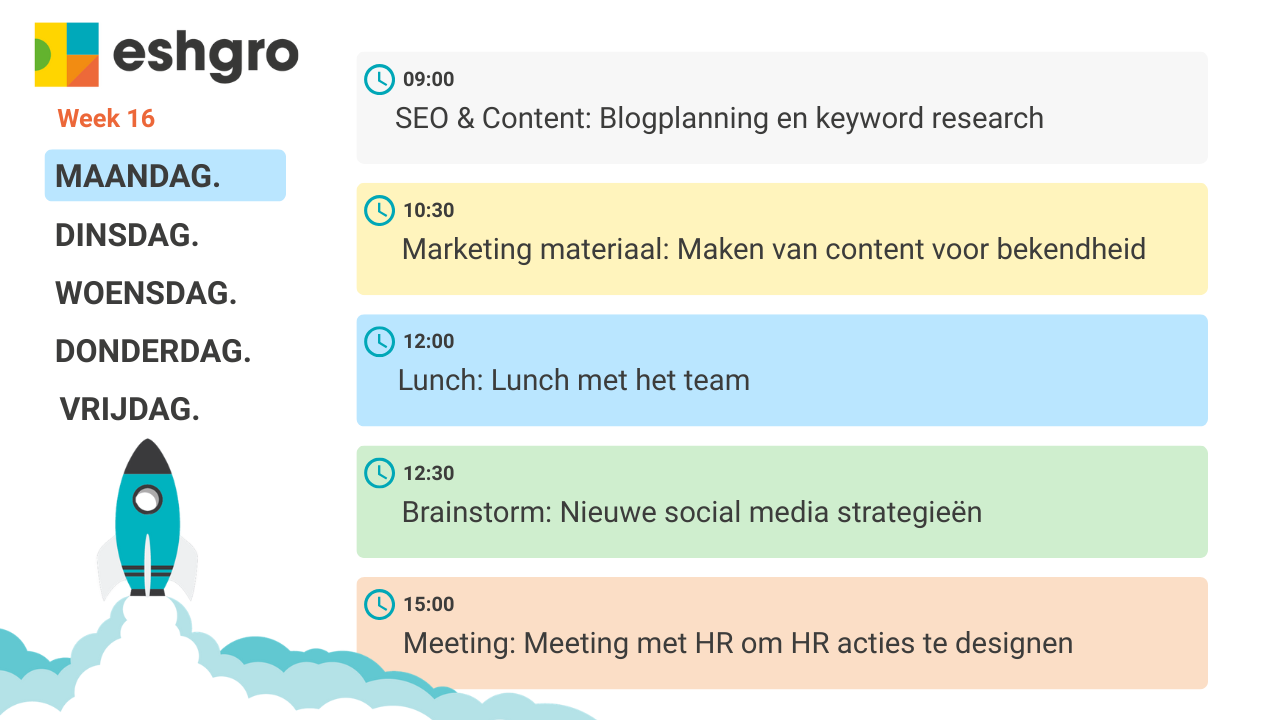 Voorbeeld agenda Marketeer